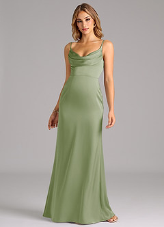 Azazie Aimee Bridesmaid Dresses Dusty Sage A-Line Sweetheart Neckline Stretch Satin Dress image4