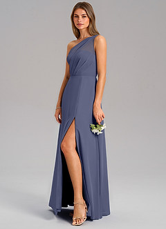 Azazie Phaedra Bridesmaid Dresses Stormy A-Line One Shoulder Chiffon Dress image5