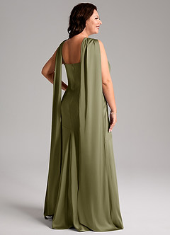 Azazie Kinsley Jurken voor bruidsmeisjes Jurk van Stretch Satijn met Zeemeermin Zijsplit Pistache image9