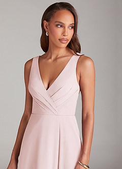 Azazie Nelly Robes de demoiselle d'honneur Robe Trapèze en Mousseline de soie Plissée Rose Pâle image6