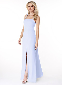 Azazie Jay Bridesmaid Dresses Lavender A-Line Square Neckline Side Slit Chiffon Dress image4