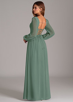 Azazie Maree Bridesmaid Dresses Eucalyptus A-Line Corset Chiffon Dress image2
