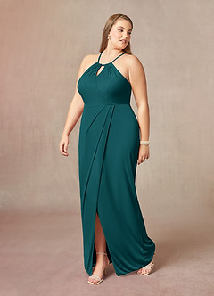 Azazie Hadid Mother of the Bride Dresses Peacock Sheath Pleated Mesh Dress image9