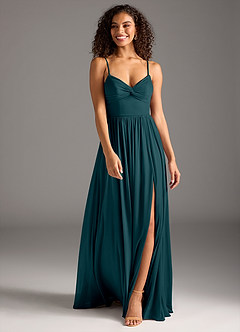 Azazie Zeya Bridesmaid Dresses Pine A-Line Pleated Mesh Dress image4