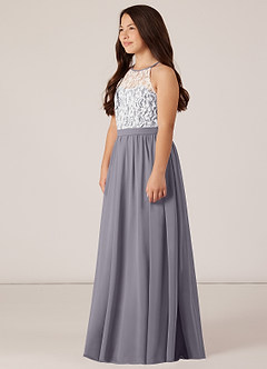 Azazie Fahari Junior A-Linie Spitze Chiffon Kleid Dusty Sage image3
