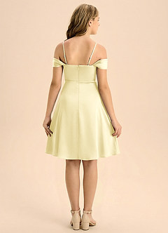 Azazie Anselie Junior Linia A Pofałdowany Satyna elastyczna Mini Młodsza druhna Sukienka image2