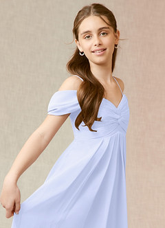 Azazie Kaitlynn Junior Lavender A-Line Off the Shoulder Chiffon Dress image6