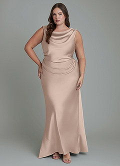 Azazie Kieryn Brautjungfernkleider Meerjungfrau-Linie Plissee Stretch-Satin Kleid Englisches Rosa image7