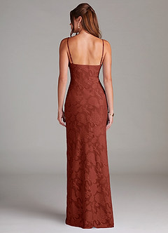 Azazie Tianna Robes de demoiselle d'honneur Robe Fourreau en Blumen-Burnout Dentelle Terracotta image2