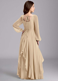 Azazie Clara Junior Jurk van Chiffon met A-Lijn Blouson Champagne image8