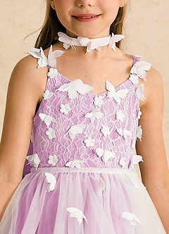 Azazie Darlina Robe Demoiselle D'honneur Fillette Robe Princesse en Tulle Dentelle Ivoire Rose Bonbon image10