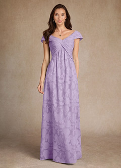 Azazie Myrtle vestidos de madre de la novia Vestido de Lila de Devorado Floral de Corte en A con Plisado image1