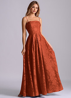 Azazie Lucienne Brautjungfernkleider A-Linie Schulterfrei Blumen-Burnout Kleid Rotbraun image6