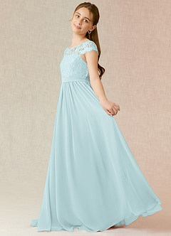 Azazie Silvermist Junior Mist A-Line Pleated Chiffon Dress image5