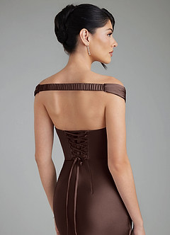 Azazie Stella Robes de demoiselle d'honneur Robe Fourreau Convertible en Satin extensible Corset Ganache image9