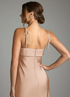 Azazie Ellia Bridesmaid Dresses English Rose Sheath Bow Stretch Satin Dress image6