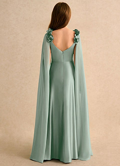Azazie Rosita Girls Formal Flower Girl Dresses Agave A-Line Pleated Stretch Satin Dress image2