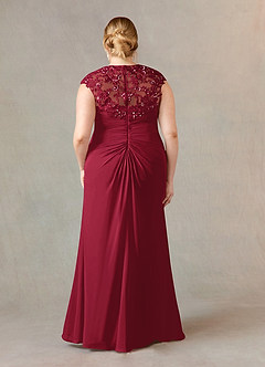 Azazie Birdie Mother of the Bride Dresses Burgundy A-Line Queen Anne Sequins Chiffon Dress image8
