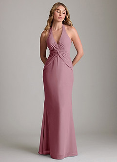 Azazie Valerie Bridesmaid Dresses Vintage Mauve Mermaid Pleated Chiffon Dress image3