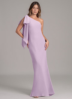 Azazie Capri Bridesmaid Dresses Frosted Lilac A-Line One Shoulder Chiffon Dress image1