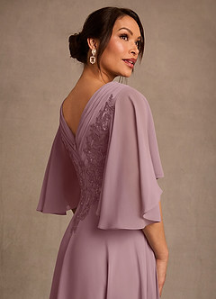 Azazie Tilda Abiti per la Madre della Sposa Abito A-Line in Chiffon Pizzo Rosa Polverosa image4