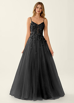 Briseis Black Lace Corset Lace Up Back Tulle Prom Dress image5