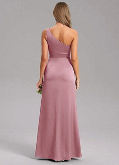 Azazie Phaedra Bridesmaid Dresses Vintage Mauve A-Line One Shoulder Stretch Satin Dress image2
