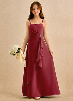 Azazie lolly Girls Formal Robe Demoiselle D'honneur Fillette Robe Trapèze en Mousseline de soie Plissée Grenade image3