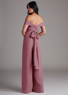 Azazie Lamara Robes de demoiselle d'honneur Combinaison Convertible en Mousseline de soie Épaule décolletée Mauve Vintage image5