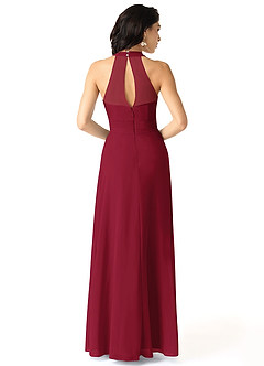Azazie Danica Bridesmaid Dresses Burgundy A-Line Pleated Chiffon Dress image2