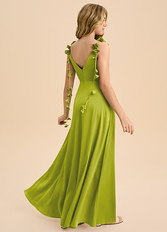 Azazie Gumdrop Junior Lemongrass Empire Pleated Stretch Satin Dress image1