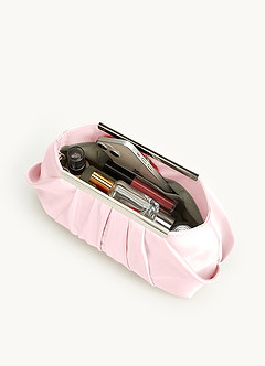 front Matching Color Matte Satin Pleated Clutch