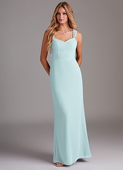 Azazie Denice Brautjungfernkleider Etui Gefaltet Chiffon Kleid Nebel image1