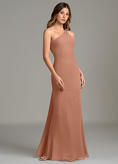 Azazie Juniper Bridesmaid Dresses Bronzer Mermaid One Shoulder Chiffon Dress image5