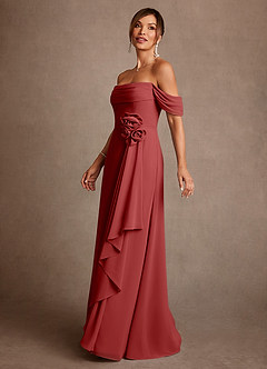 Azazie Amherst vestidos de madre de la novia Vestido de Óxido de Gasa de Corte en A con Vestidos sin tirantes image4