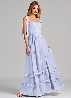 Azazie Anastacia Brautjungfernkleider A-Linie Herzausschnitt Chiffon Kleid Lavendel image4