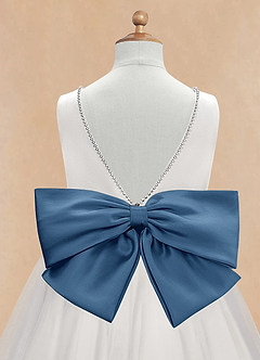 Azazie Seline Flower Girl Dresses Ivory Twilight A-Line Bow Tulle Dress image9