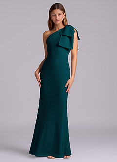 Azazie Yuanna Bridesmaid Dresses Pine Mermaid One Shoulder Chiffon Dress image4
