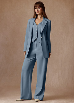 front Rowan Blu Polveroso Blazer Performance in tessuto raffinato