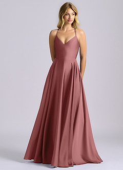 Azazie Truce Brautjungfernkleider A-Linie Stretch-Satin Kleid Amethyst image1