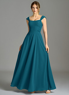 Azazie Oasis Bridesmaid Dresses Ink Blue A-Line with Pockets Chiffon Dress image7