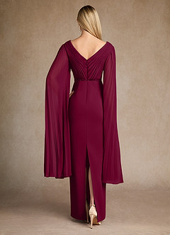 Azazie Ellsworth Kleider für die Brautmutter Spalte Plissee Stretch-Krepp Kleid Burgunderrot image3