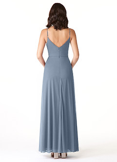 Azazie Evalin Bridesmaid Dresses Twilight A-Line V-Neck Pleated Mesh Dress image2