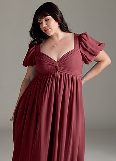 Azazie Madisynn Maternity Bridesmaid Dresses Bow Chiffon Floor-Length Dress image9