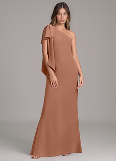 Azazie Capri Bridesmaid Dresses Bronzer A-Line One Shoulder Chiffon Dress image6