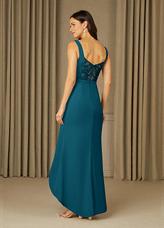 Azazie Yabelle Final Sale Ink Blue Mermaid Lace Chiffon Dress image4