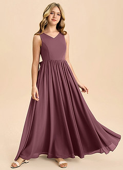 Azazie Hathaway Junior Sangria A-Line Bow Chiffon Dress image2