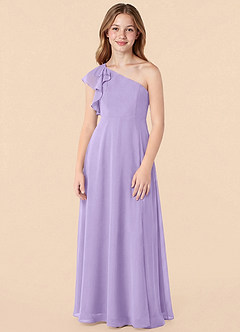 Azazie Arabella Junior Robe Trapèze en Mousseline de soie Rayé Lilas image4