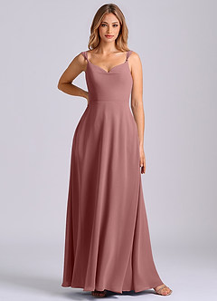 Azazie Beatrice Brautjungfernkleider A-Linie Herzausschnitt Chiffon Kleid Wüstenrose image3