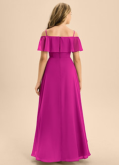 Azazie Maggie Junior A-Linie Schulterfrei Chiffon Kleid Fuchsia image6